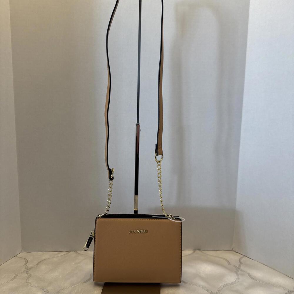 Steve Madden Camel Crossbody Gold Chain Wallet Organizer Travel Handbag